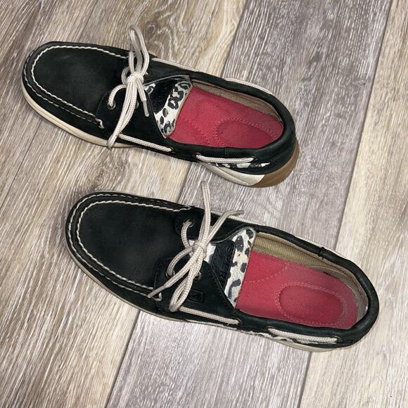 Sperry Leopard Black Boat Slip On Loafer Shoes Women's US Size 7.5M 9775909 - Picture 6 of 10